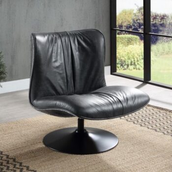 Morocco Leather Accent Chair With Swivel