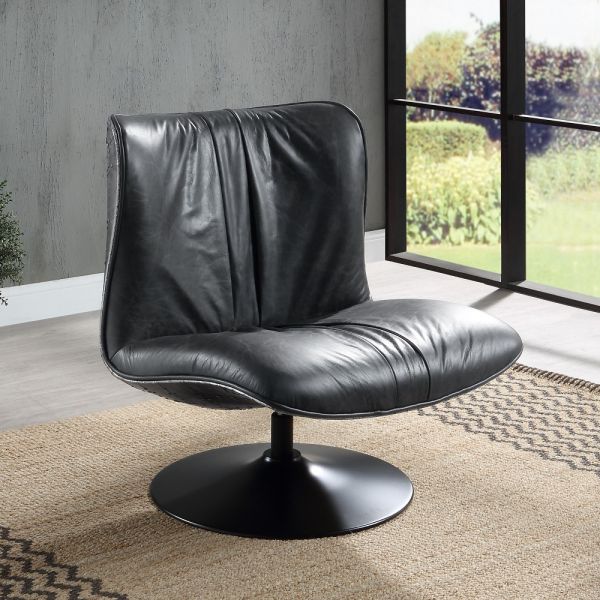 Morocco Leather Piotr Accent Chair W/Swivel AC02581 By ACME