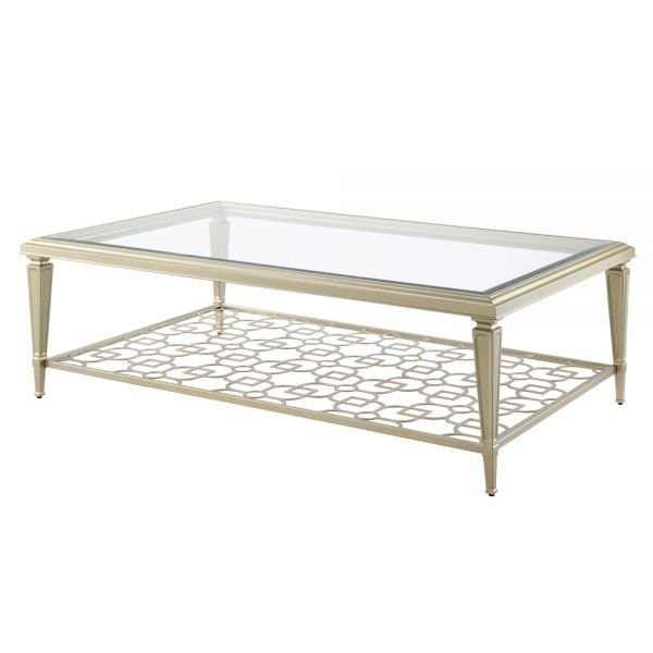 Glass Top & Silver Finish Zaba Coffee Table LV02785 By ACME
