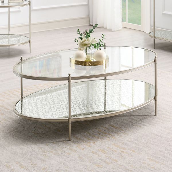 Glass Top & Silver Finish Zaba Coffee Table LV02755 By ACME