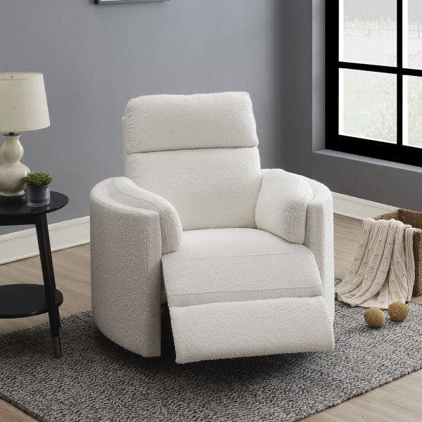 Beige Boucle Sagen Glider Recliner W/Swivel LV02733 By ACME