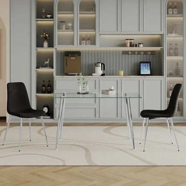 DT037S+DCK55S Glass Dining Table Set For 4 With Chairs By Artisan Furniture - Image 2