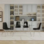 DT038S+DCK55S SET 5PC Rectangular Glass Dining Table For 4 Set By Artisan Furniture