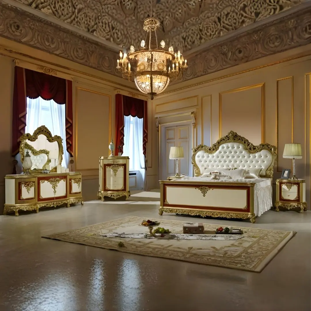 Victorian Ivory King Bedroom Set Hd-5138 By Homey Design | Mobilia Cleopatra 3 Victorian Ivory King Bedroom Set HD-5138 By Homey Design - Image 1