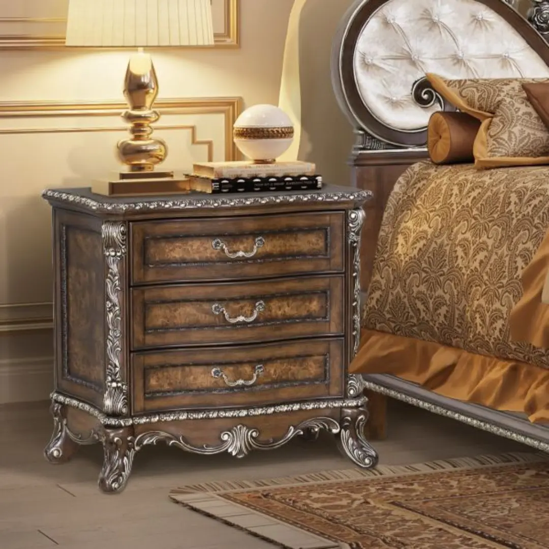 Devany Cherry Nightstand By Acme | Mobilia Cleopatra 3 Devany Cherry Nightstand By ACME - Image 1