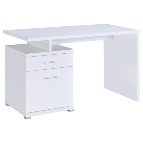 Irving 2-drawer Office Desk with Cabinet White by Coaster Furniture 4