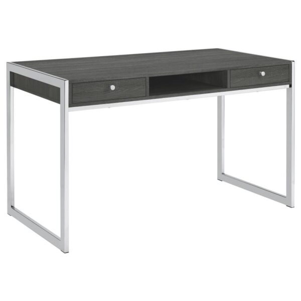 Wallice 2-drawer Writing Desk Weathered Grey and Chrome 801221 by Coaster Furniture 11