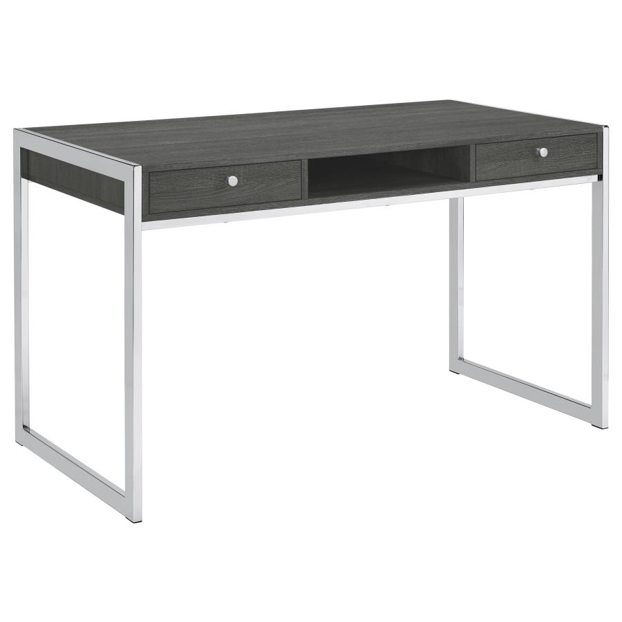 Wallice 2-drawer Writing Desk Weathered Grey and Chrome 801221 by Coaster Furniture 11