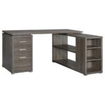 Yvette L-shape Office Desk Weathered Grey 800518 by Coaster Furniture Home Office Desks Mobilia Cleopatra 15 Yvette L-shape Office Desk Weathered Grey 800518 by Coaster Furniture 15