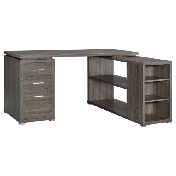 Yvette L-shape Office Desk Weathered Grey 800518 by Coaster Furniture 9