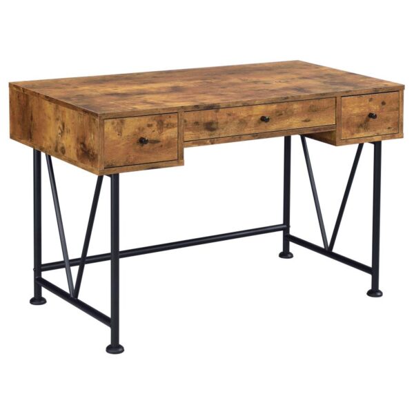 Analiese 3-drawer Writing Desk Antique Nutmeg and Black 801541 by Coaster Furniture 12