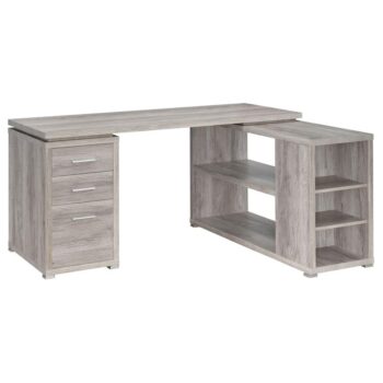Yvette L-shape Office Desk Grey Driftwood by Coaster Furniture