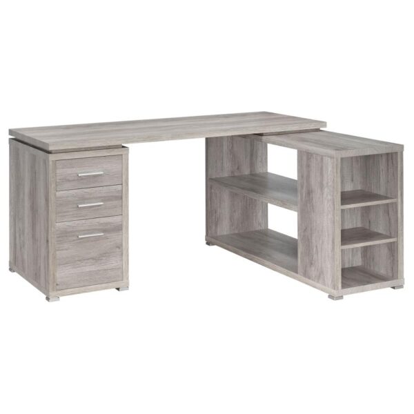 Yvette L-shape Office Desk Grey Driftwood by Coaster Furniture 4