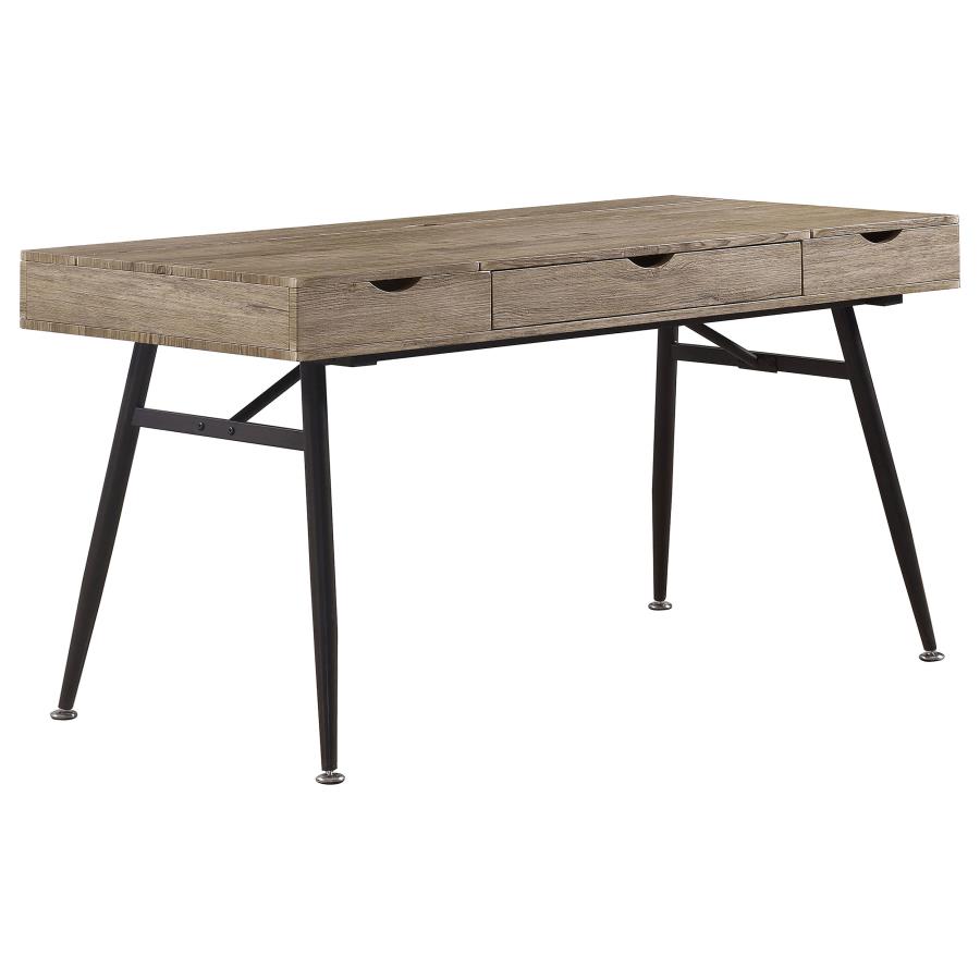 Rafael 1-drawer Writing Desk Rustic Driftwood by Coaster Furniture