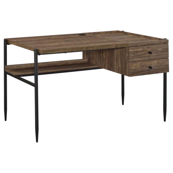Laxton 2-drawer Writing Desk with Outlet Aged Walnut by Coaster Furniture 4