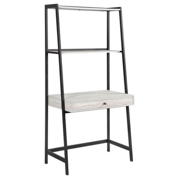 Pinckard 1-drawer Ladder Desk Grey Stone Herringbone and Black by Coaster Furniture 4