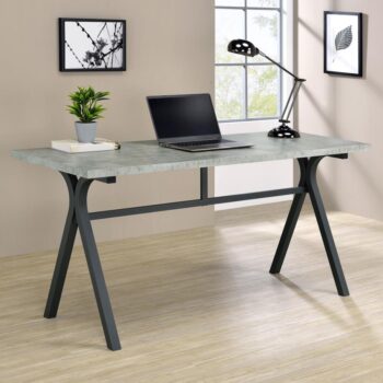 Tatum Rectangular Writing Desk Cement and Gunmetal by Coaster Furniture