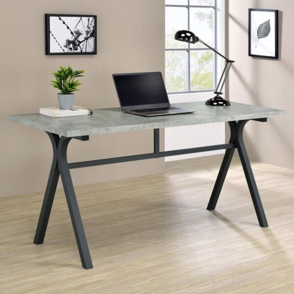 Tatum Rectangular Writing Desk Cement and Gunmetal by Coaster Furniture 4