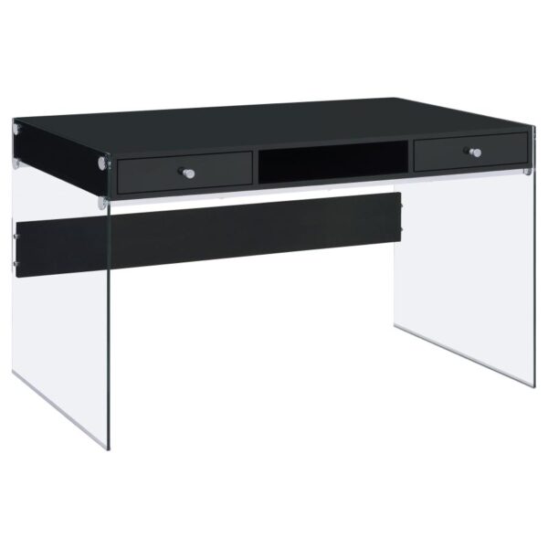 Dobrev 2-drawer Writing Desk Glossy Black and Clear by Coaster Furniture 4