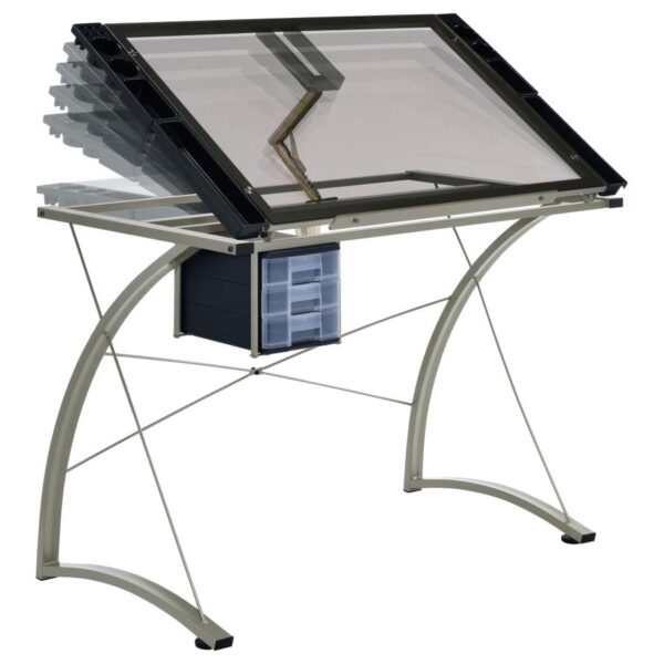 Melo Drafting Desk with 3-drawer Champagne by Coaster Furniture 4