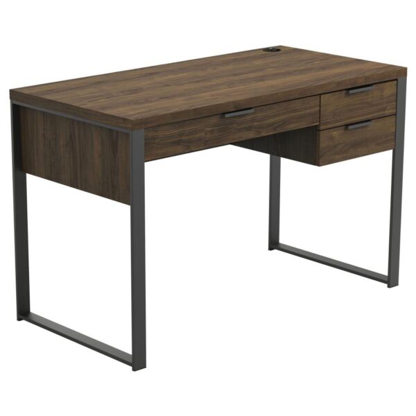 Pattinson 3-drawer Writing Desk Aged Walnut and Gunmetal by Coaster Furniture 4