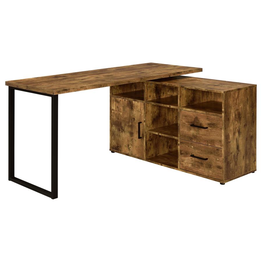 Hertford L-shape Office Desk with Storage Antique Nutmeg by Coaster Furniture