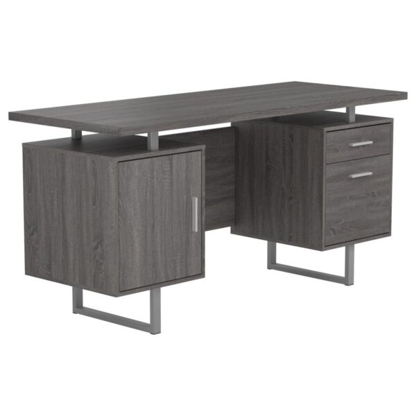 Lawtey Floating Top Office Desk Weathered Grey by Coaster Furniture 4