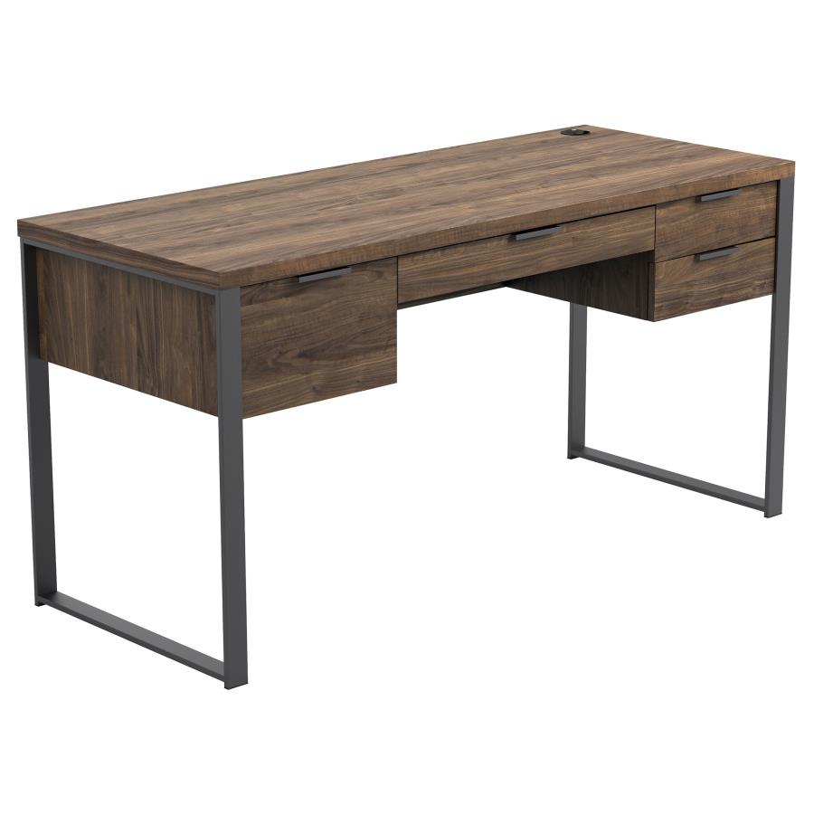 Pattinson 4-drawer Writing Desk Aged Walnut and Gunmetal by Coaster Furniture 4