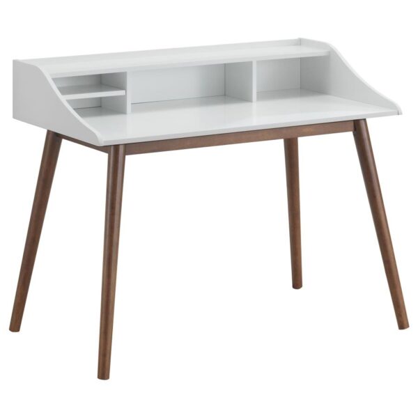 Percy 4-Compartment Writing Desk White and Walnut by Coaster Furniture 4