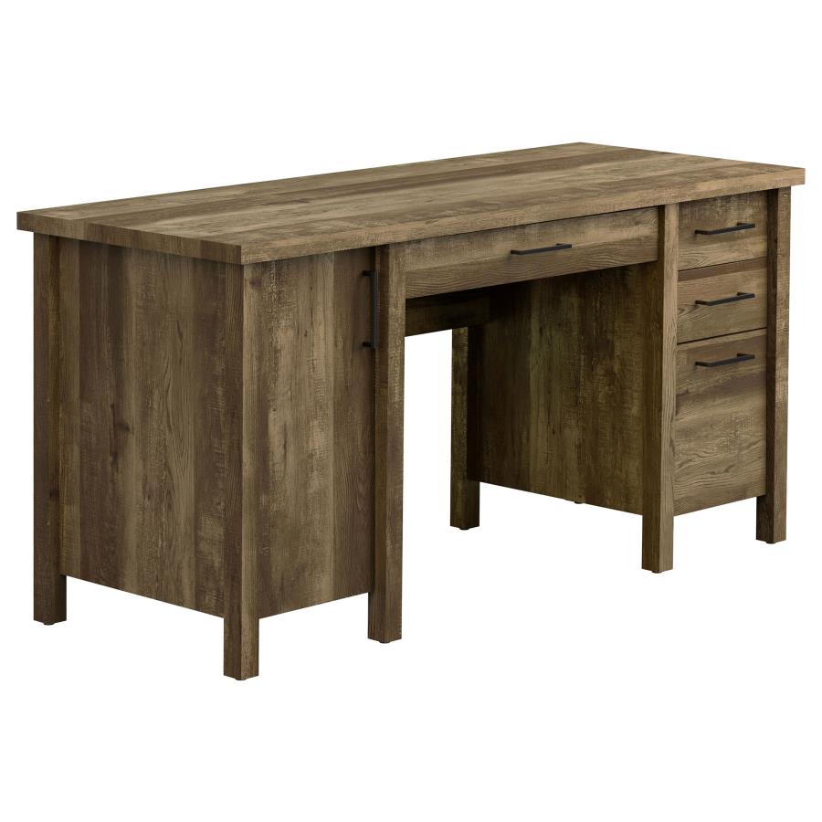 Tolar 4-drawer Adjustable Shelf Office Desk Rustic Oak by Coaster Furniture