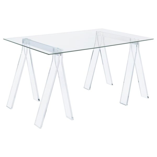 Amaturo Writing Desk with Glass Top Clear by Coaster Furniture 4