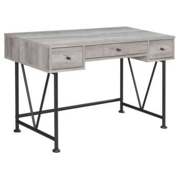 Analiese 3-drawer Writing Desk Grey Driftwood and Black by Coaster Furniture