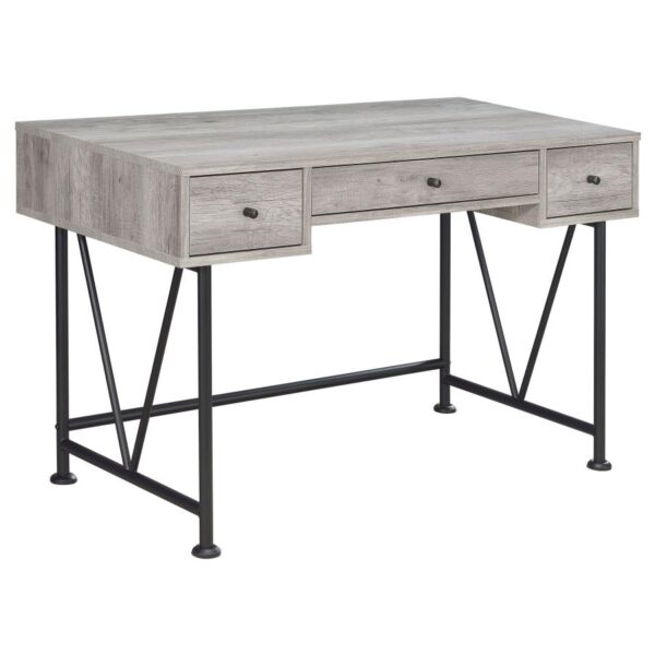 Analiese 3-drawer Writing Desk Grey Driftwood and Black by Coaster Furniture 4