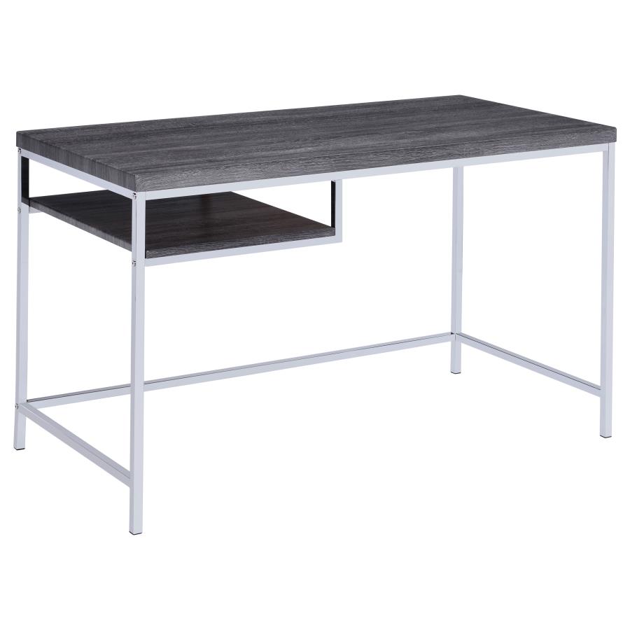 Kravitz Rectangular Writing Desk Weathered Grey and Chrome by Coaster Furniture