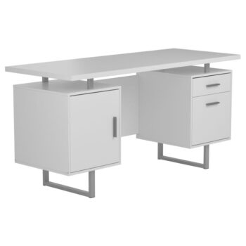 Lawtey Floating Top Office Desk White Gloss by Coaster Furniture