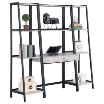 Pinckard 3-piece Ladder Desk Set Grey Stone Herringbone and Black by Coaster Furniture