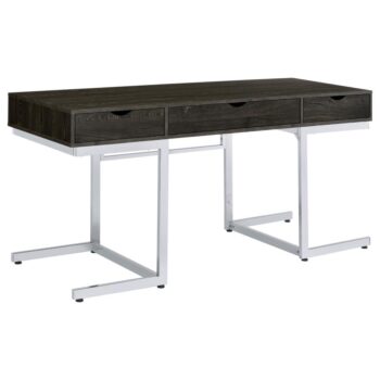 Noorvik 3-drawer Writing Desk Dark Oak and Chrome by Coaster Furniture
