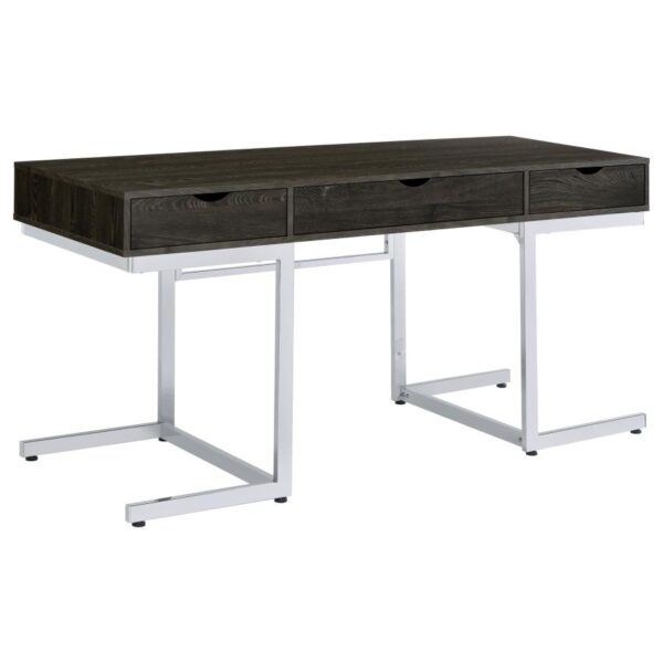 Noorvik 3-drawer Writing Desk Dark Oak and Chrome by Coaster Furniture 4