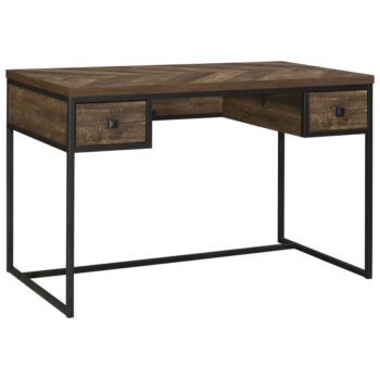 Millbrook 2-drawer Writing Desk Rustic Oak Herringbone and Gunmetal by Coaster Furniture