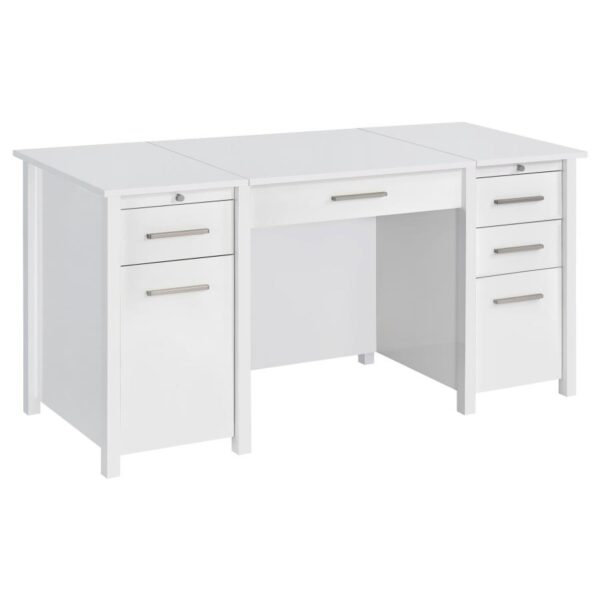 White Dylan 4-drawer Lift Top Office Desk by Coaster Furniture 4