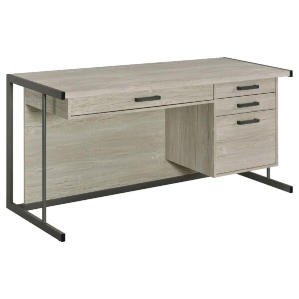 Loomis 4-drawer Rectangular Office Desk Whitewashed Grey and Gunmetal by Coaster Furniture 4