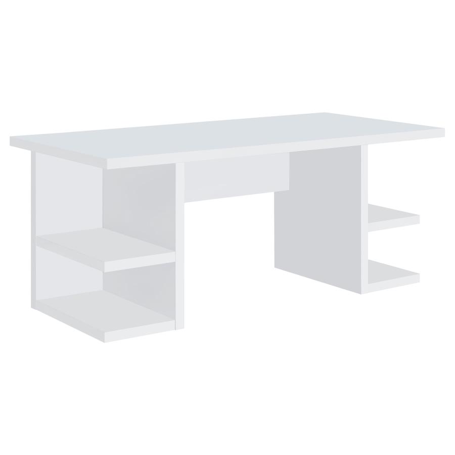 Alice Writing Desk White with Open Shelves by Coaster Furniture