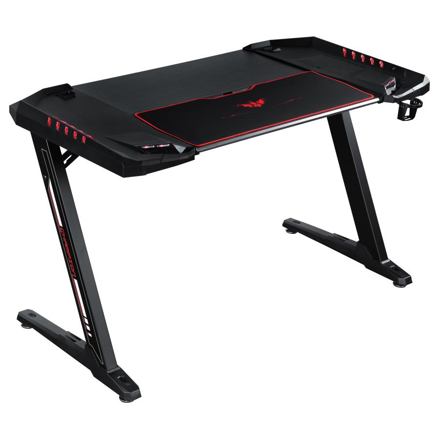 Ardsley Z-framed Gaming Desk with LED Lighting Black by Coaster Furniture
