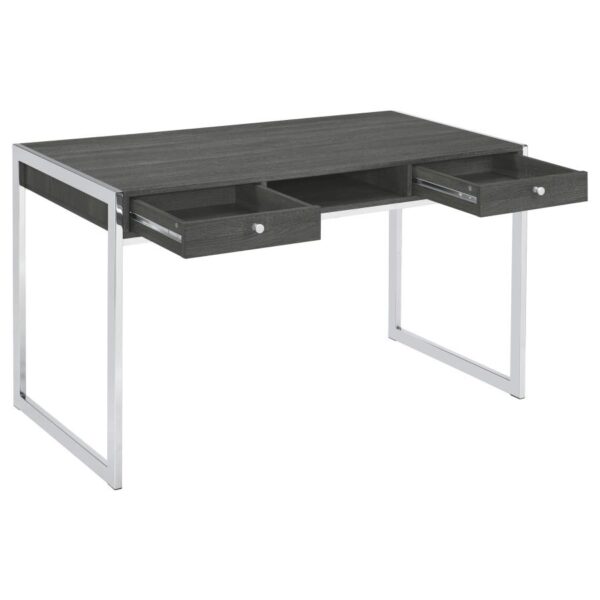 Wallice 2-drawer Writing Desk Weathered Grey and Chrome 801221 by Coaster Furniture 15