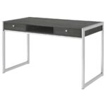 Wallice 2-drawer Writing Desk Weathered Grey and Chrome 801221 by Coaster Furniture Home Office Desks Mobilia Cleopatra 24 Wallice 2-drawer Writing Desk Weathered Grey and Chrome 801221 by Coaster Furniture 24