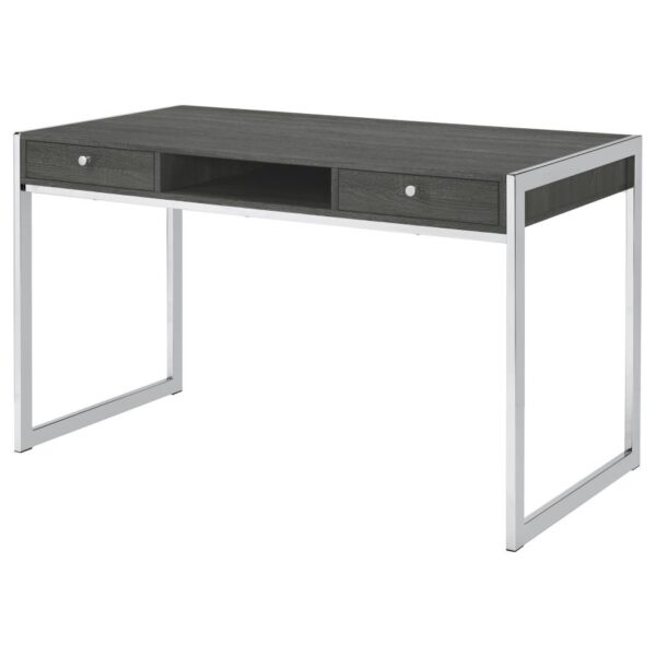 Wallice 2-drawer Writing Desk Weathered Grey and Chrome 801221 by Coaster Furniture 16