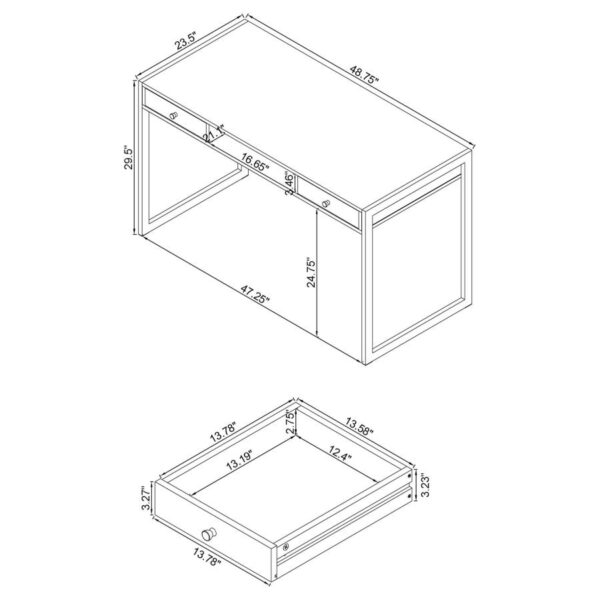Wallice 2-drawer Writing Desk Weathered Grey and Chrome 801221 by Coaster Furniture 17