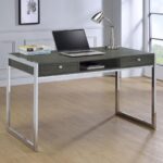 Wallice 2-drawer Writing Desk Weathered Grey and Chrome 801221 by Coaster Furniture Home Office Desks Mobilia Cleopatra 20 Wallice 2-drawer Writing Desk Weathered Grey and Chrome 801221 by Coaster Furniture 20