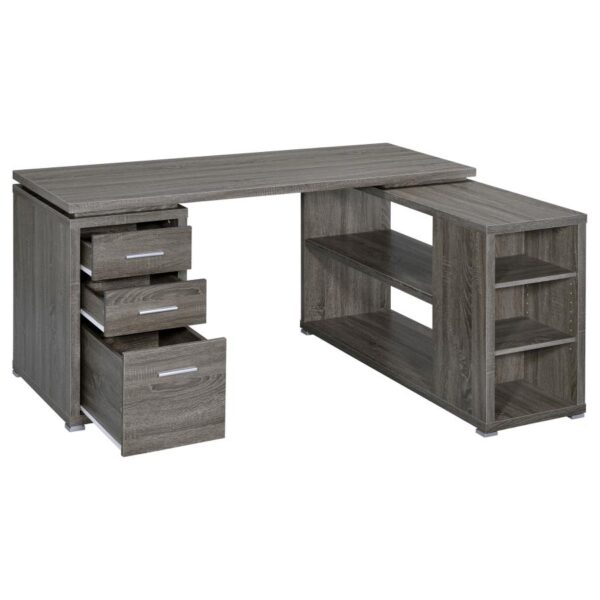 Yvette L-shape Office Desk Weathered Grey 800518 by Coaster Furniture 12