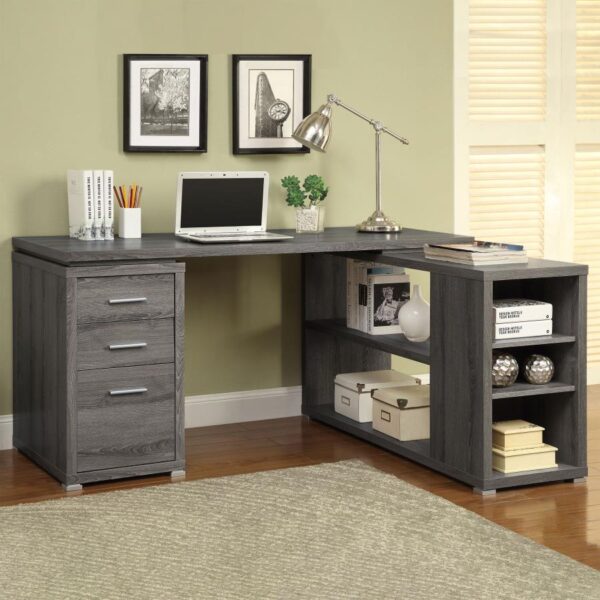Yvette L-shape Office Desk Weathered Grey 800518 by Coaster Furniture 10